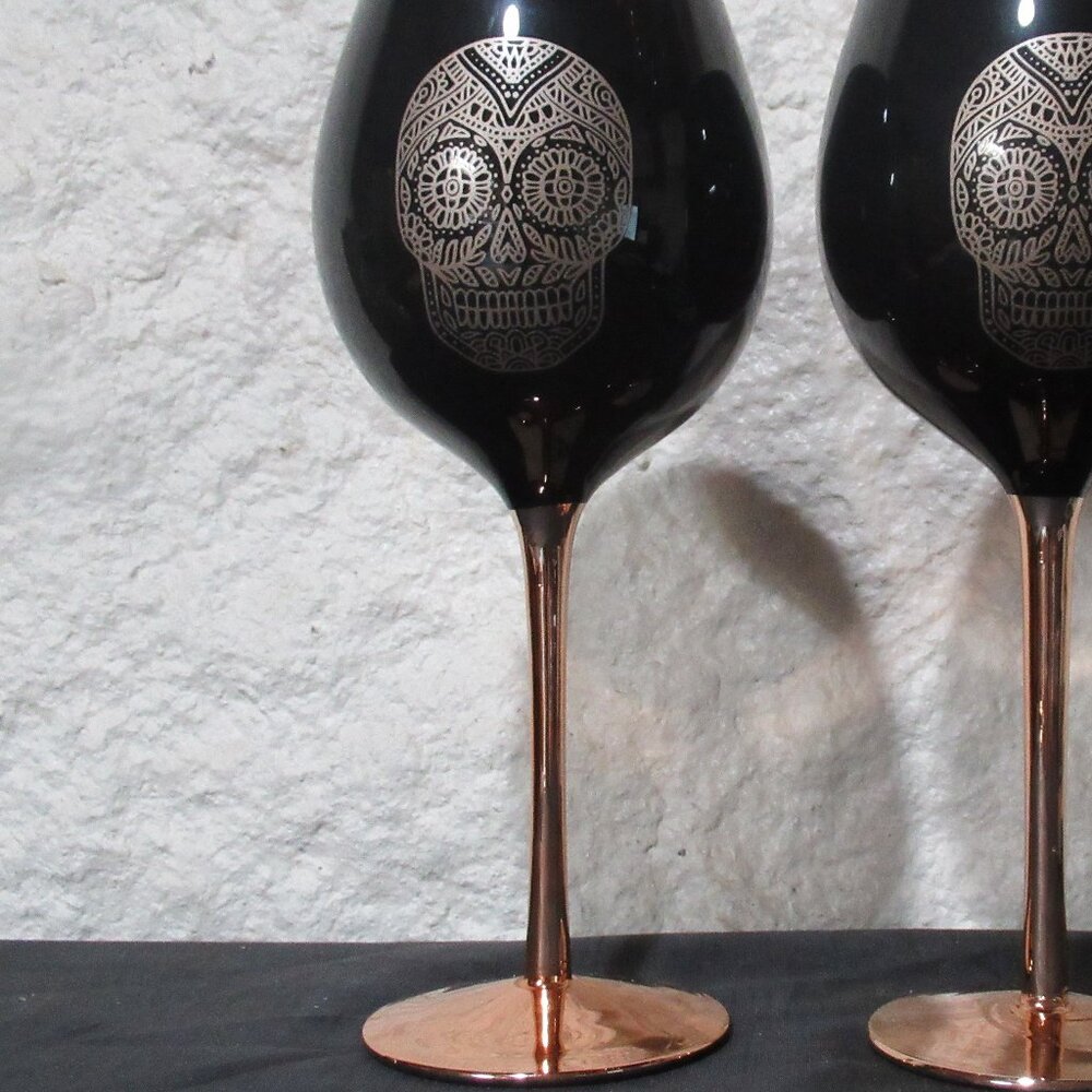 💥SINGLE (Only one) Day of the Dead Sugar Skull Wine Glass